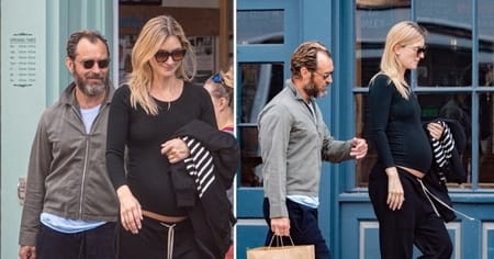 Jude Law and Phillipa Coan spotted in London displaying baby bump
